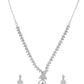 VOJ Silver Plated Ad Studded Designer Necklace With Earrings Set - Swadesiicart