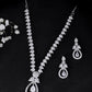 VOJ Silver Plated Ad Studded Designer Necklace With Earrings Set - Swadesiicart