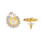 VOJ Dual Toned Ad-Studded Pendant With Chain And Earrings Set - Swadesiicart