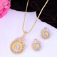 VOJ Dual Toned Ad-Studded Pendant With Chain And Earrings Set - Swadesiicart