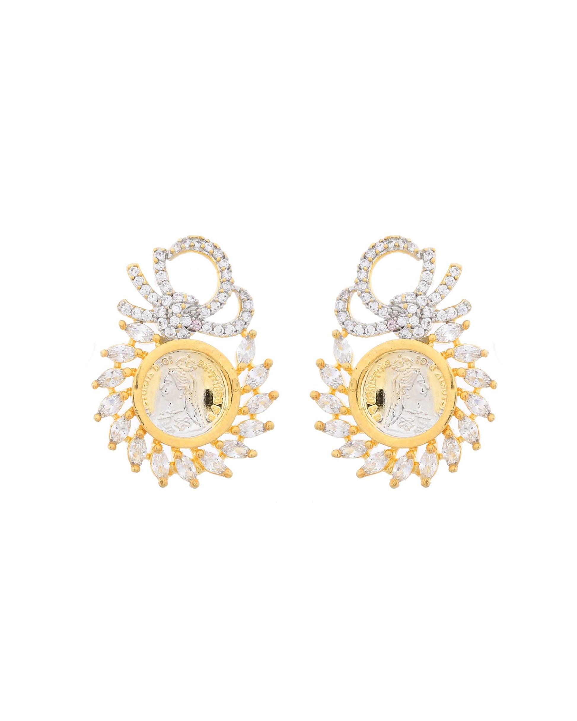 VOJ Dual Toned Ad-Studded Crown Chain Set - Swadesiicart