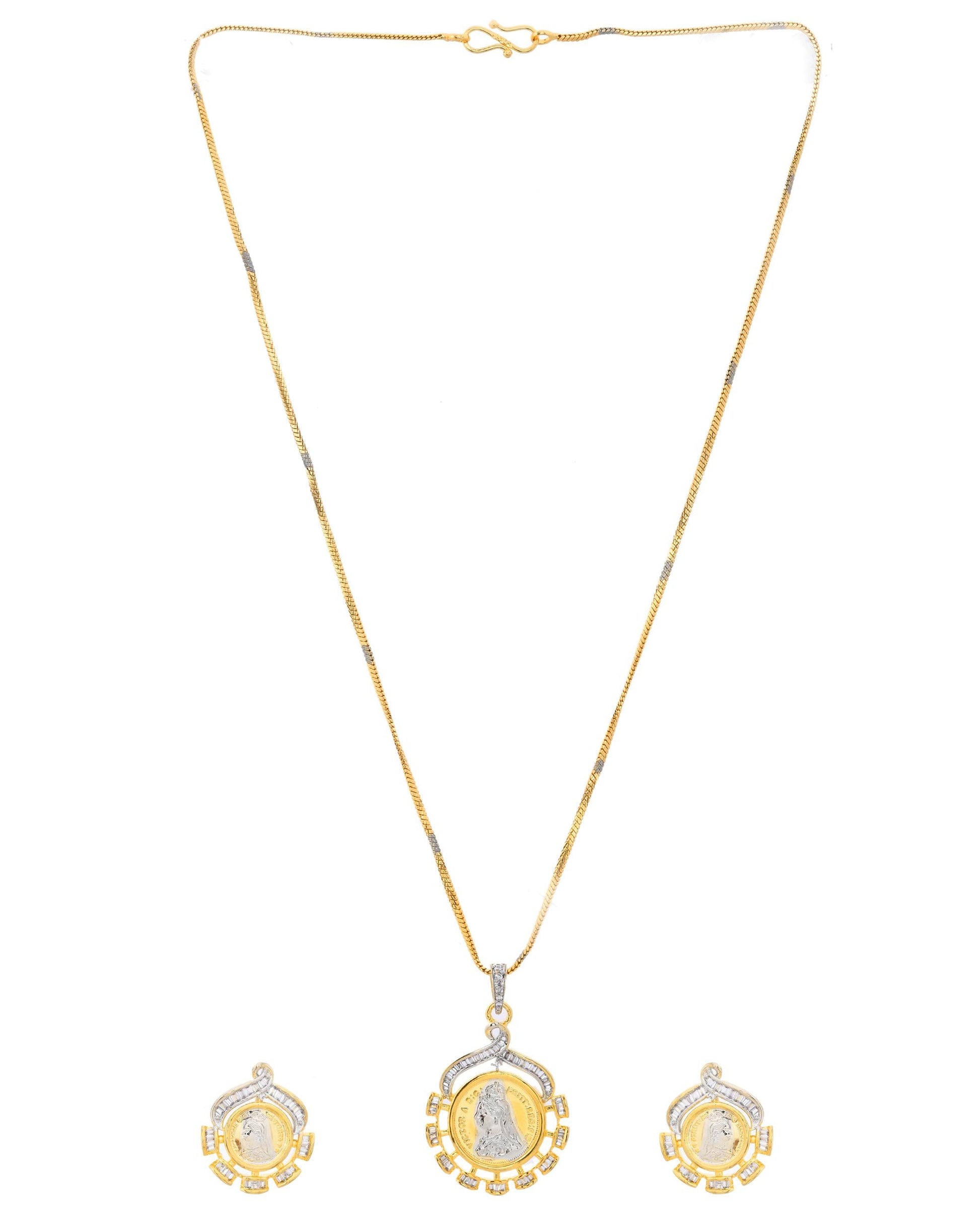 VOJ Dual Toned Ad-Studded Designer Chain Set - Swadesiicart