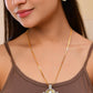 VOJ Dual Toned Ad-Studded Designer Pendant With Chain And Earrings Set - Swadesiicart