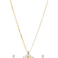 VOJ Dual Toned Ad-Studded Designer Pendant With Chain And Earrings Set - Swadesiicart