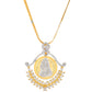 VOJ Dual Toned Ad-Studded Designer Pendant With Chain And Earrings Set - Swadesiicart