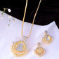 VOJ Dual Toned Ad-Studded Designer Pendant With Chain And Earrings Set - Swadesiicart