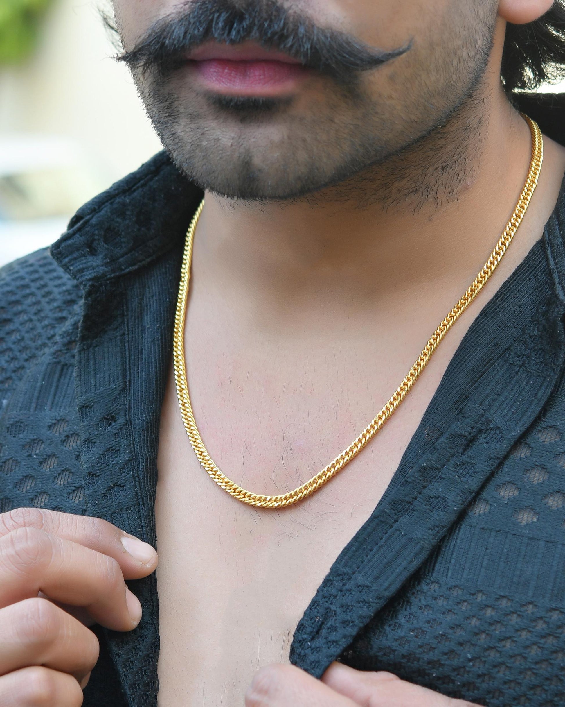 VOJ Gold-Polished Designer Men Chain | Swadesiicart