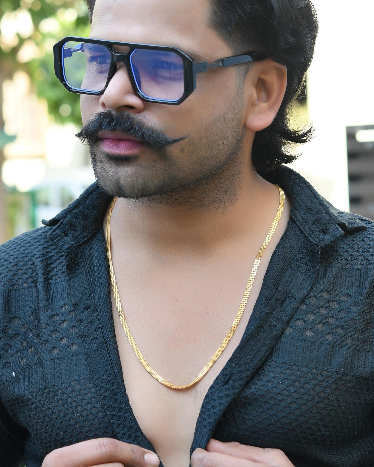 VOJ Gold-Polished Designer Box Men Chain | Swadesiicart