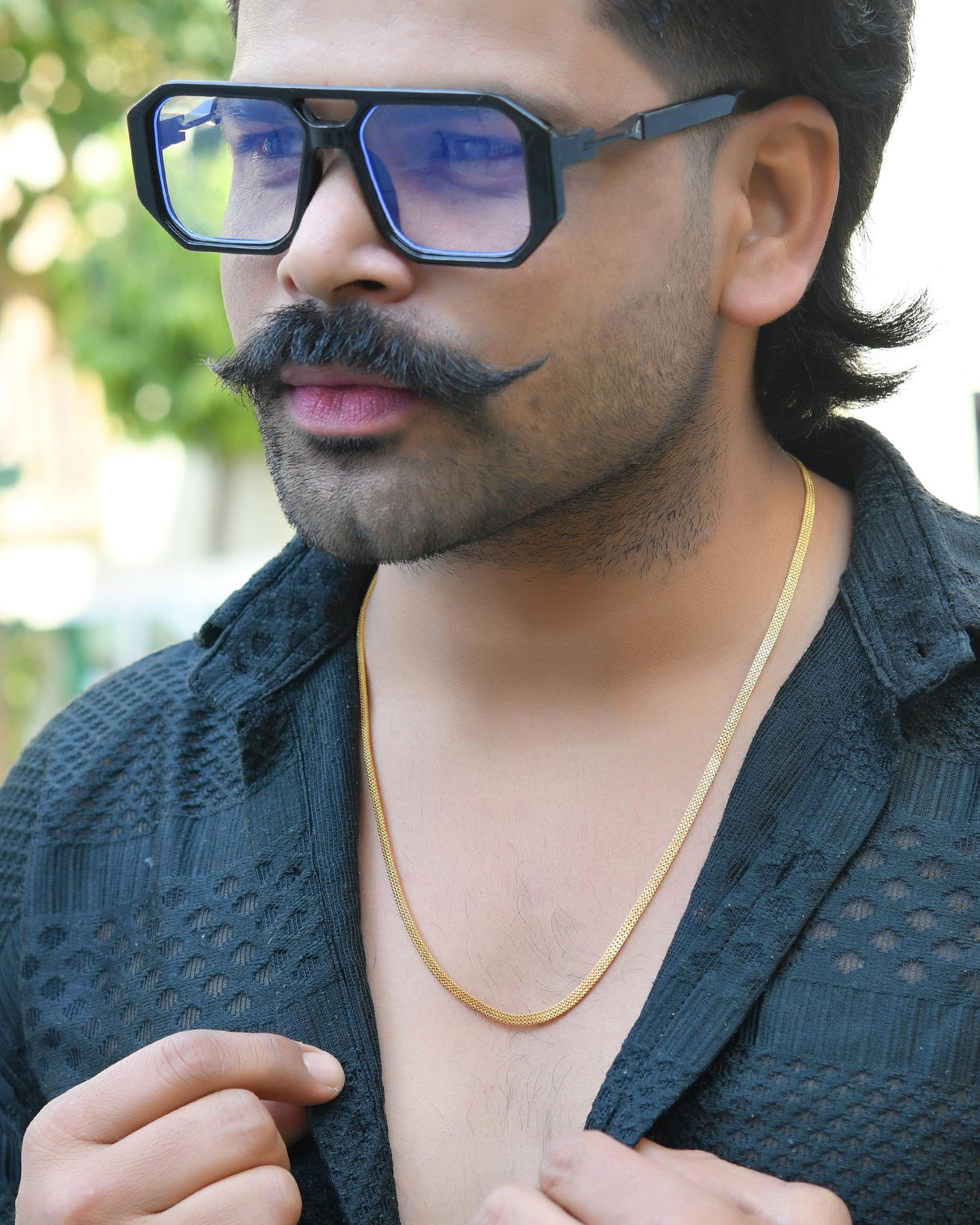 VOJ Gold-Polished Designer Box Men Chain | Swadesiicart