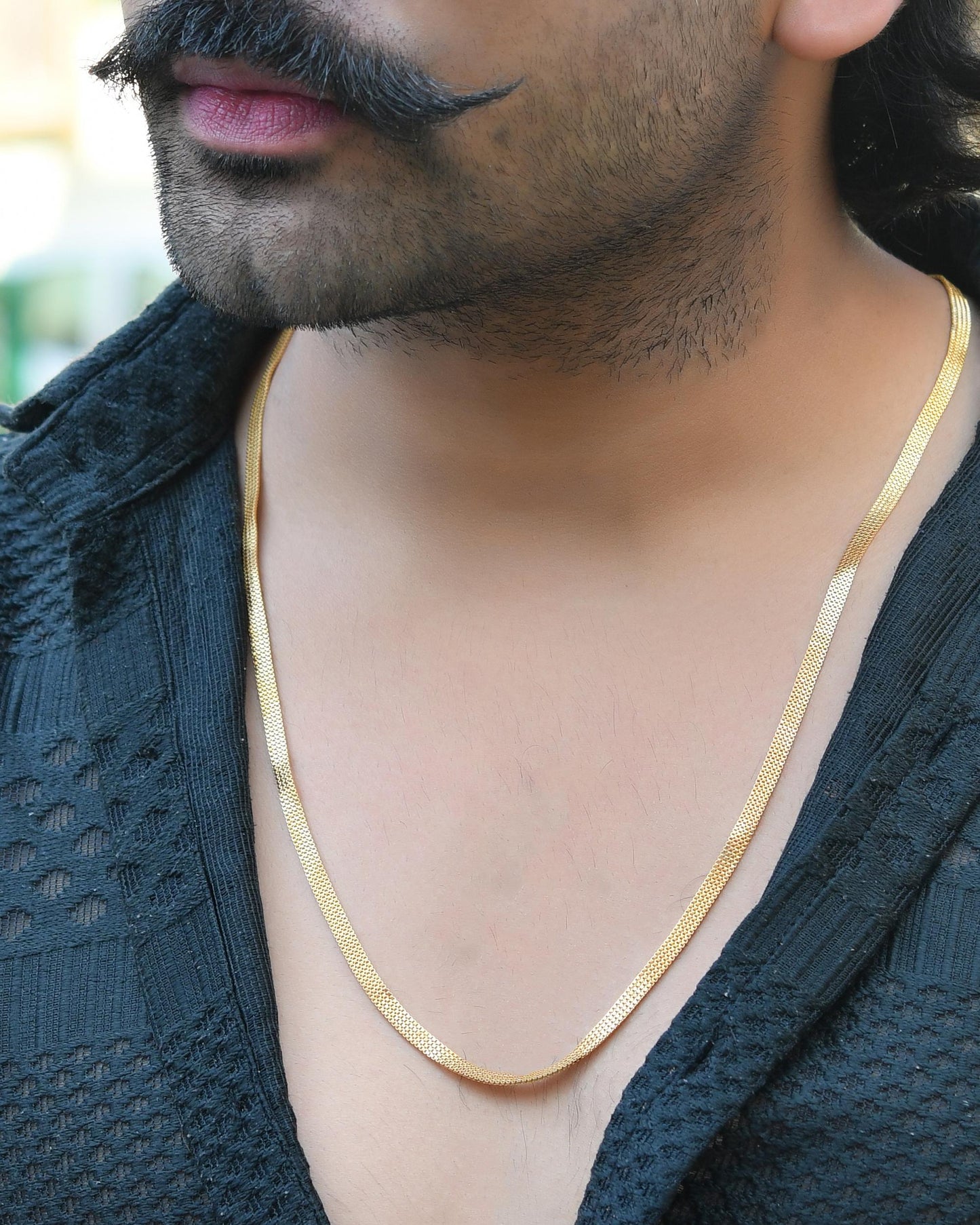 VOJ Gold-Polished Designer Box Men Chain | Swadesiicart