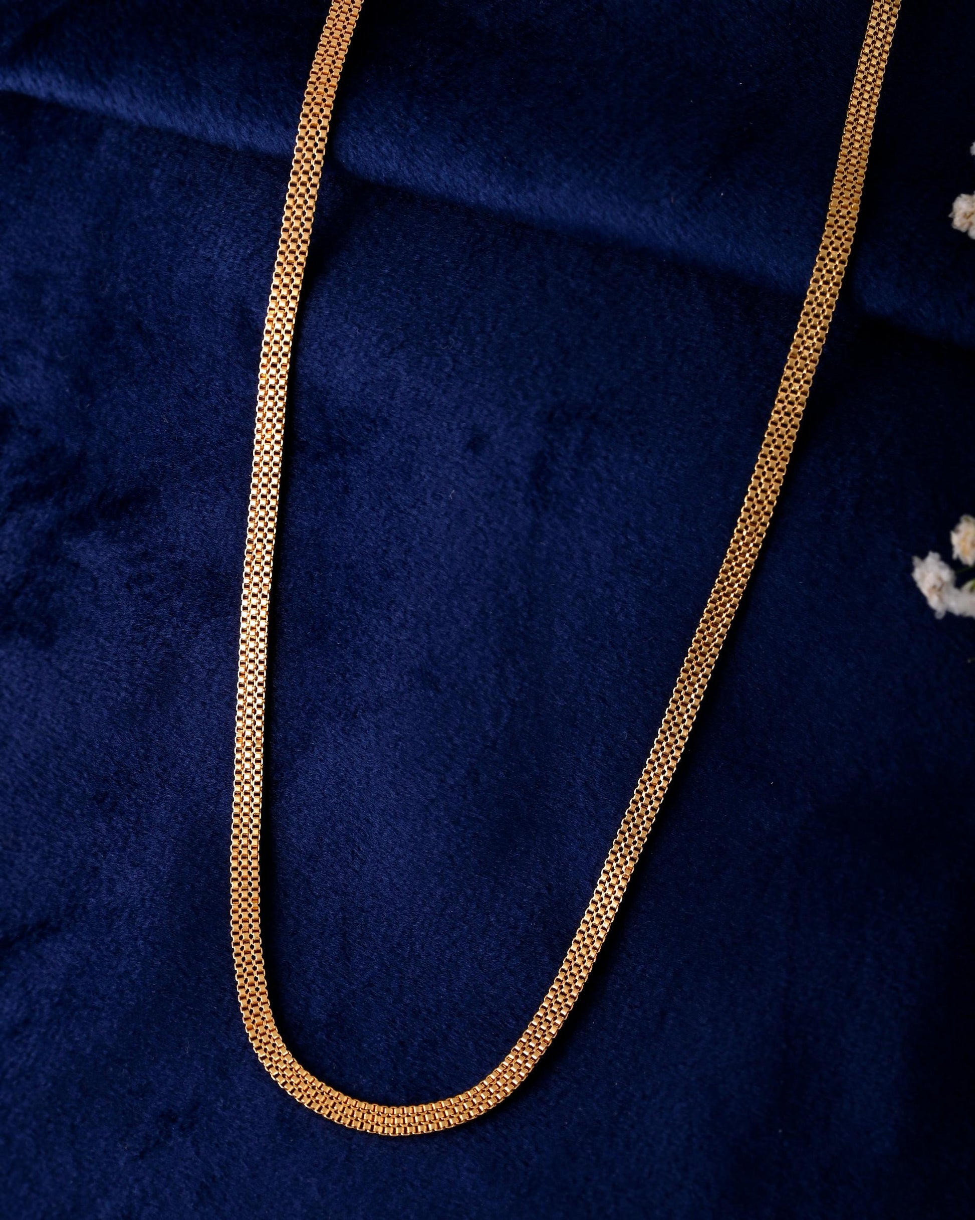 VOJ Gold-Polished Designer Box Men Chain | Swadesiicart