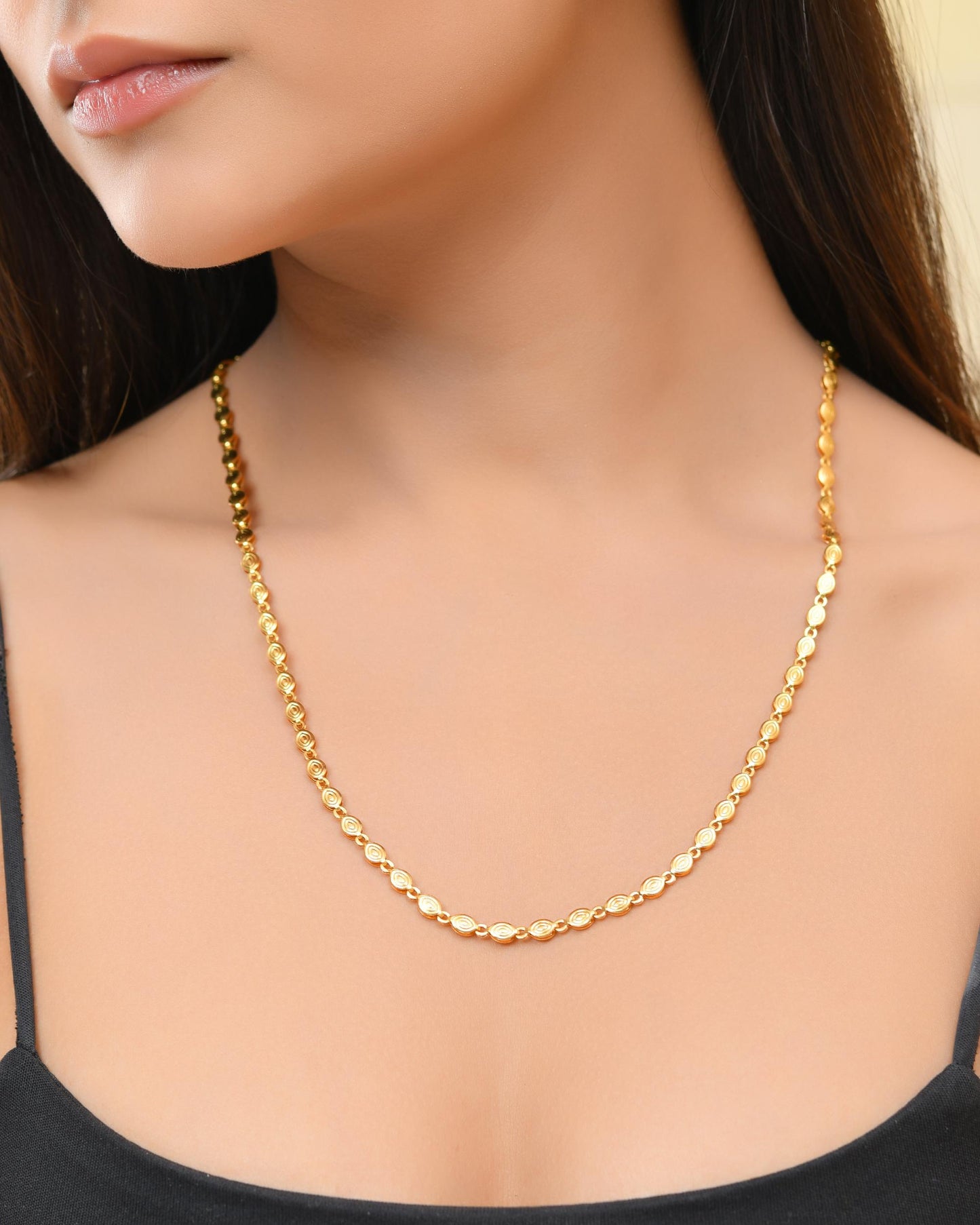 VOJ Gold-Polished Designer Oval Women Chain | Swadesiicart