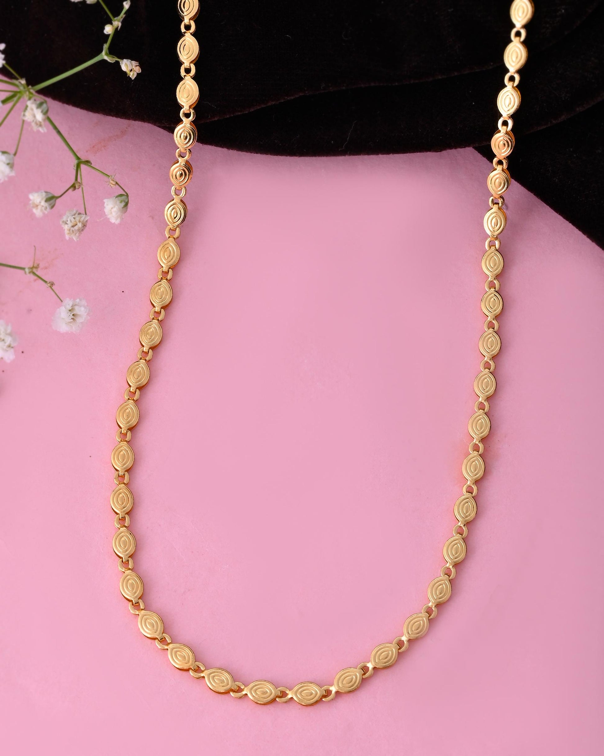 VOJ Gold-Polished Designer Oval Women Chain | Swadesiicart