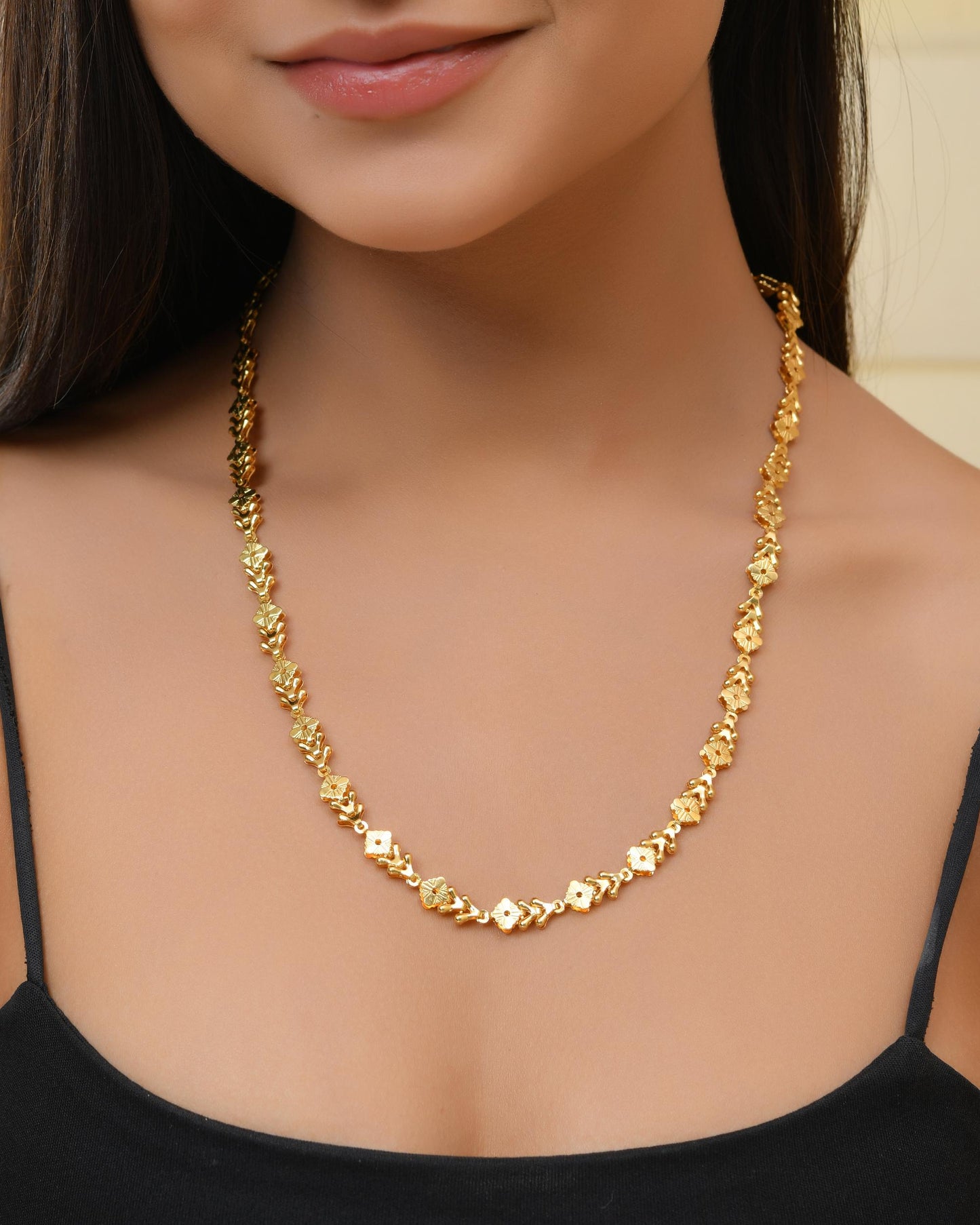 VOJ Gold-Polished Designer Square Women Chain | Swadesiicart