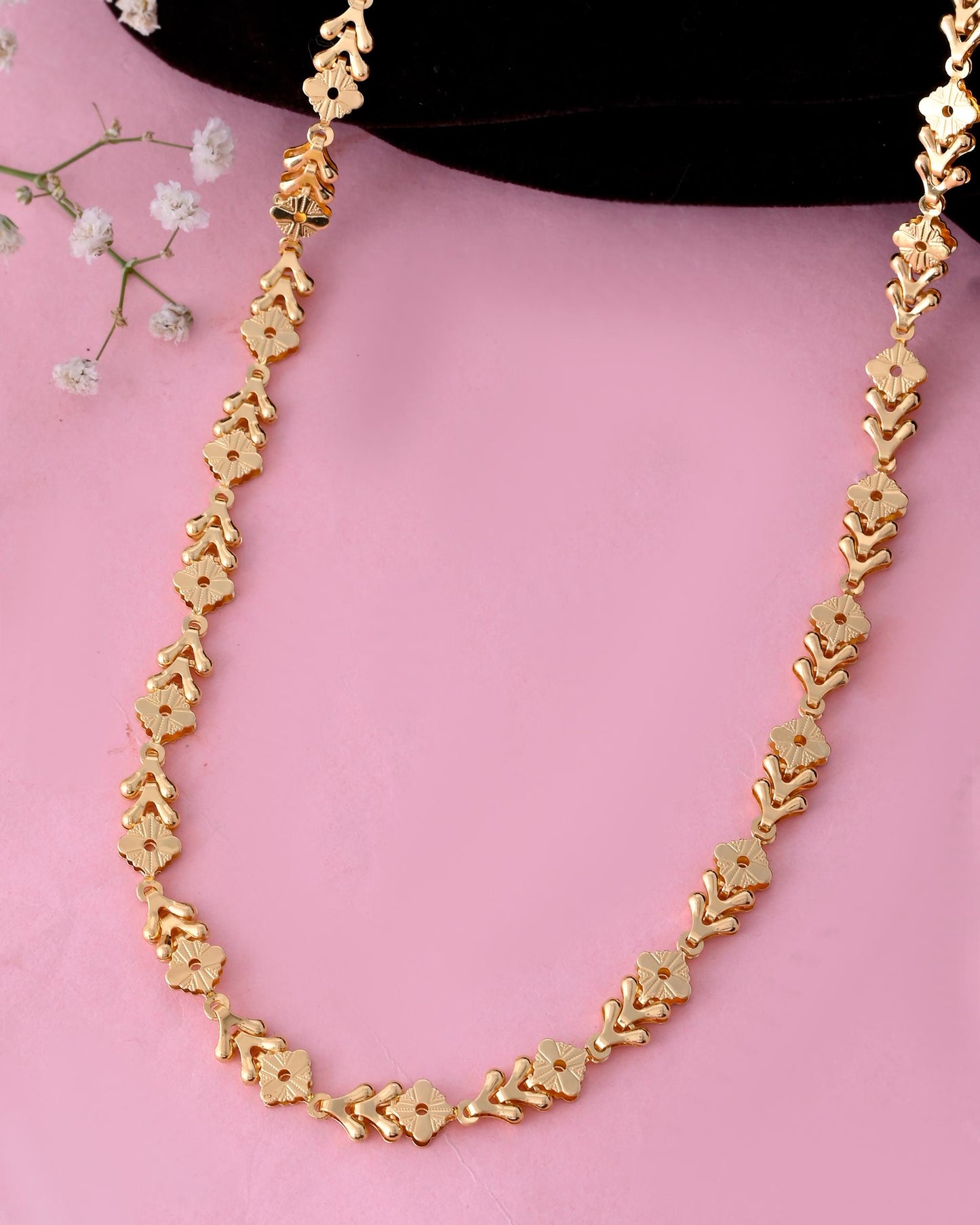 VOJ Gold-Polished Designer Square Women Chain | Swadesiicart