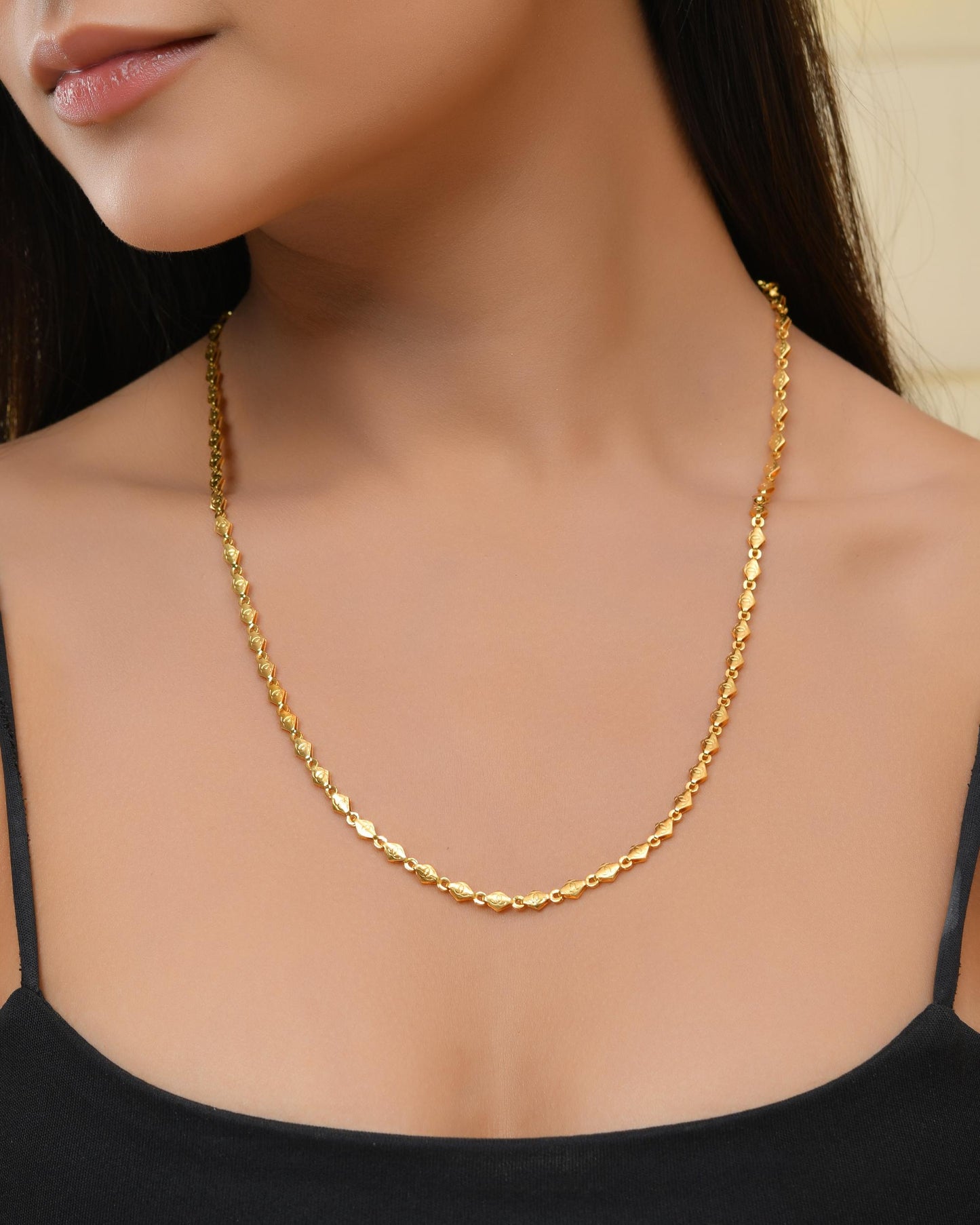 VOJ Gold-Polished Designer Oval Women Chain | Swadesiicart