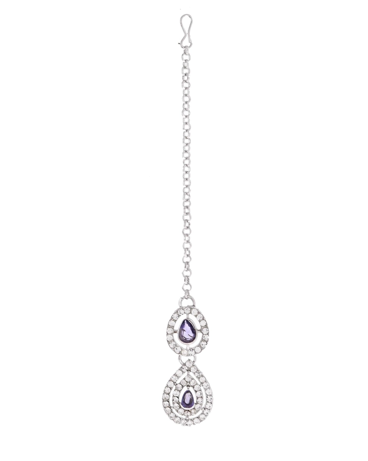 VOJ Silver Plated Stainless Steel American Diamond Studded Jewellery Set - Swadesiicart