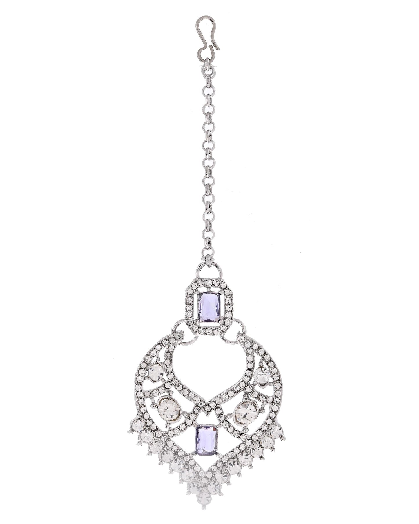 VOJ Silver-Plated American Diamond-Studded Jewellery Set - Swadesiicart