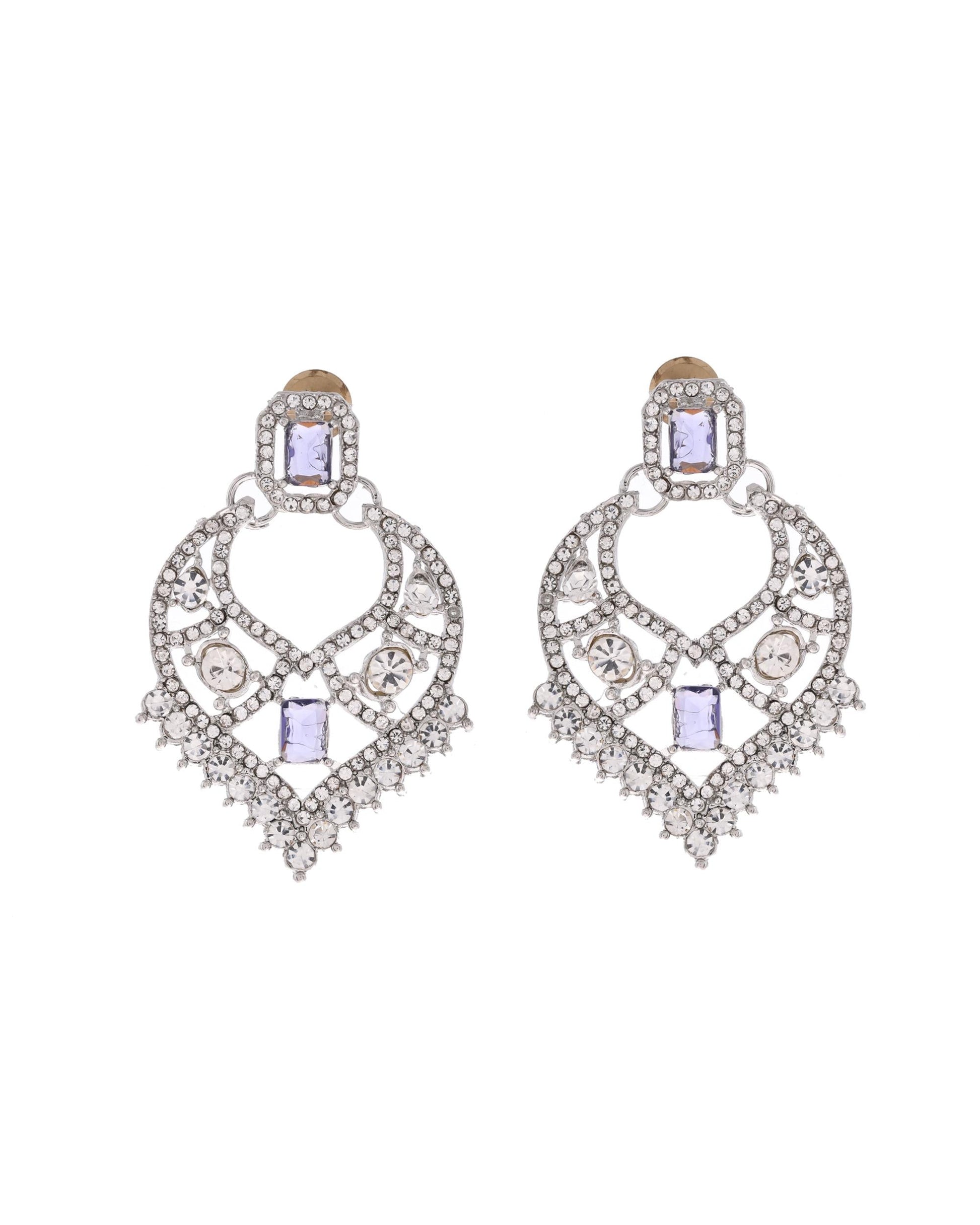 VOJ Silver-Plated American Diamond-Studded Jewellery Set - Swadesiicart