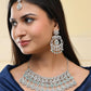 VOJ Silver-Plated American Diamond Studded Jewellery Set - Swadesiicart