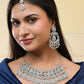 VOJ Silver-Plated American Diamond Studded Jewellery Set - Swadesiicart