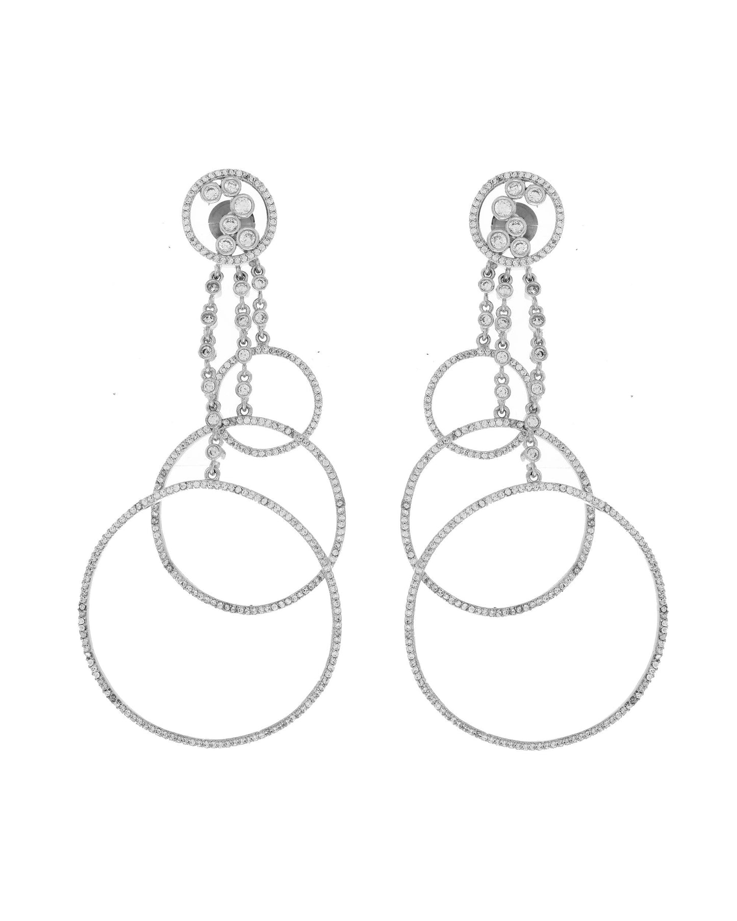 VOJ Silver Plated Ad Stone Studded Crescent Shaped Long Drop Earrings - Swadesiicart