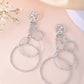 VOJ Silver Plated Ad Stone Studded Crescent Shaped Long Drop Earrings - Swadesiicart