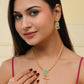 VOJ Gold-Polished Ad-Studded Sea Green Stone Jewellery Set - Swadesiicart