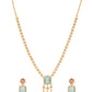 VOJ Gold-Polished Ad-Studded Sea Green Stone Jewellery Set - Swadesiicart
