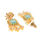 VOJ Gold-Polished Ad-Studded Sea Green Stone Jewellery Set - Swadesiicart