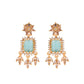 VOJ Gold-Polished Ad-Studded Sea Green Stone Jewellery Set - Swadesiicart