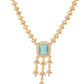 VOJ Gold-Polished Ad-Studded Sea Green Stone Jewellery Set - Swadesiicart