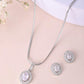 VOJ Silver Plated Ad-Studded Pendant With Chain And Earrings Set - Swadesiicart