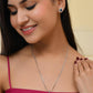 VOJ Silver Plated Blue Ad-Studded Pendant With Chain And Earrings Set - Swadesiicart