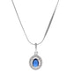 VOJ Silver Plated Blue Ad-Studded Pendant With Chain And Earrings Set - Swadesiicart