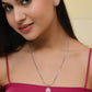 VOJ Silver Plated Pink Ad-Studded Pendant With Chain And Earrings Set - Swadesiicart
