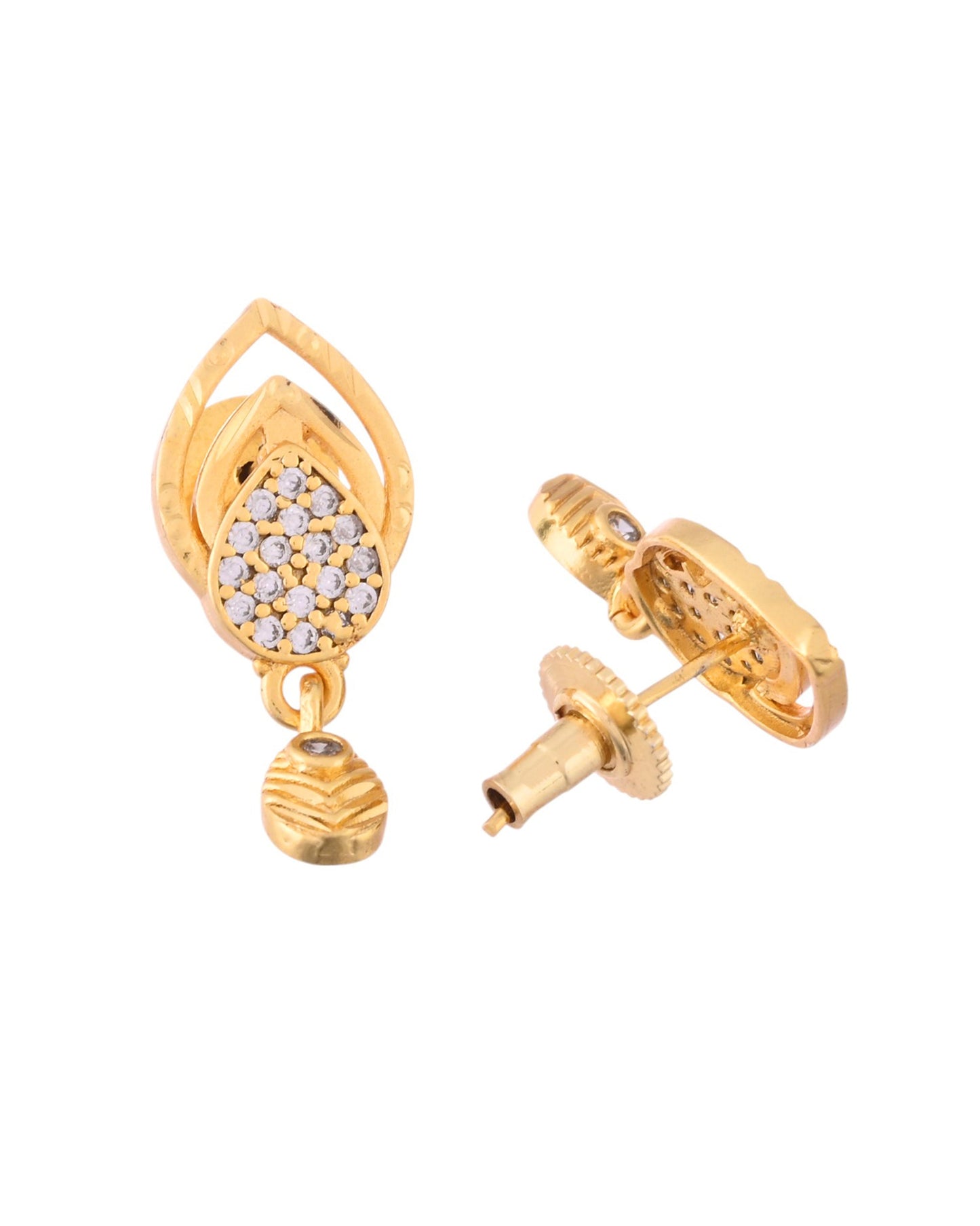 VOJ Gold-Polished AD Stone Studded Designer Chain Set | Swadesiicart