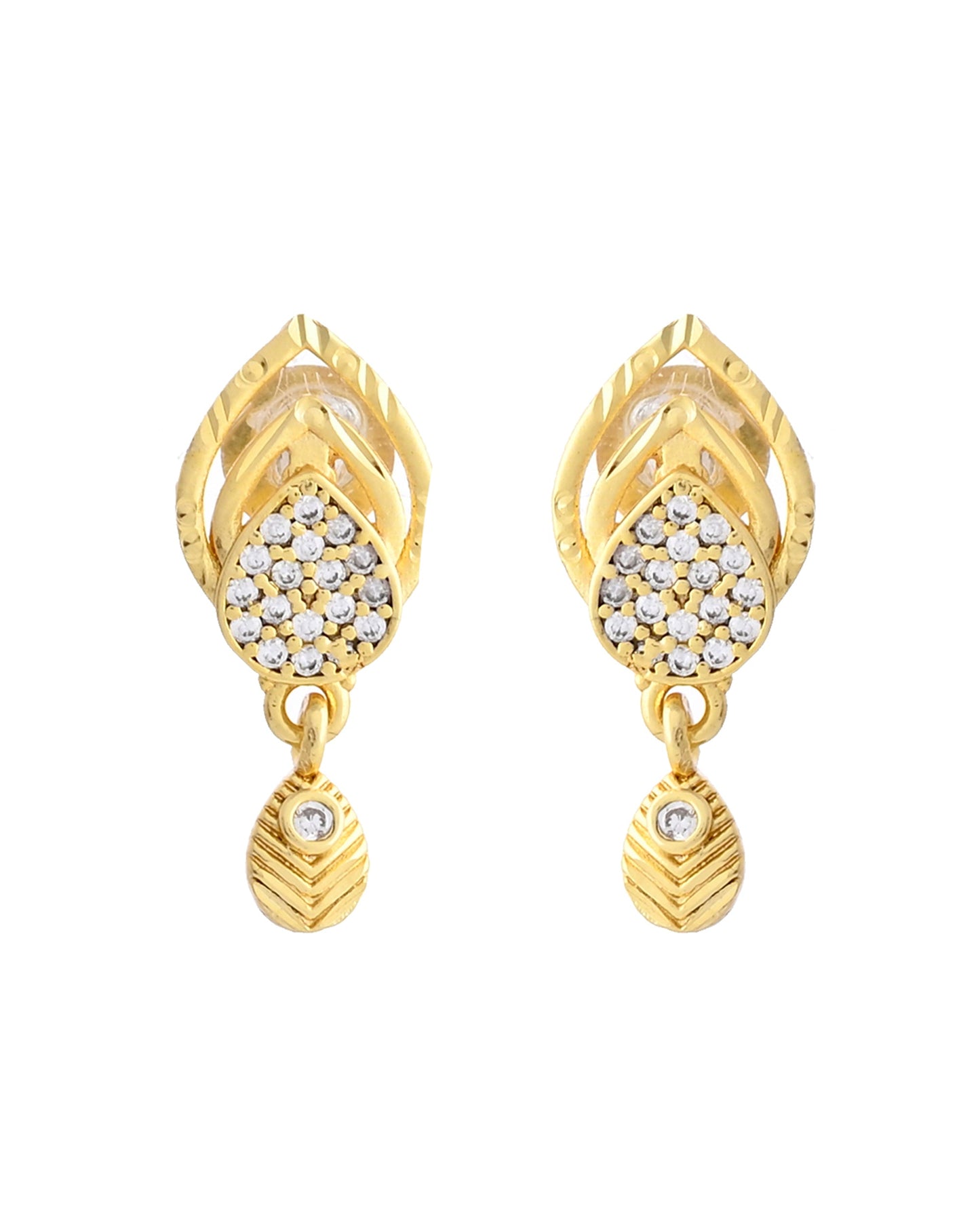 VOJ Gold-Polished AD Stone Studded Designer Chain Set | Swadesiicart