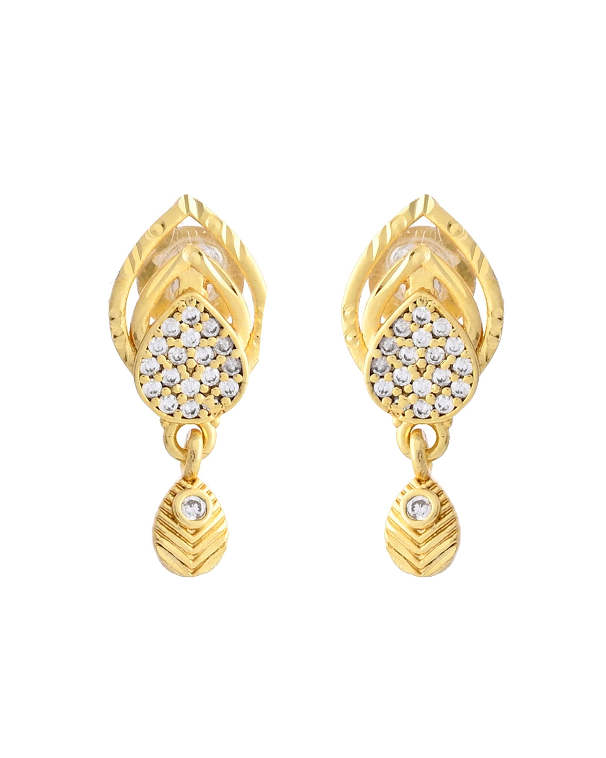 VOJ Gold-Polished AD Stone Studded Designer Chain Set | Swadesiicart