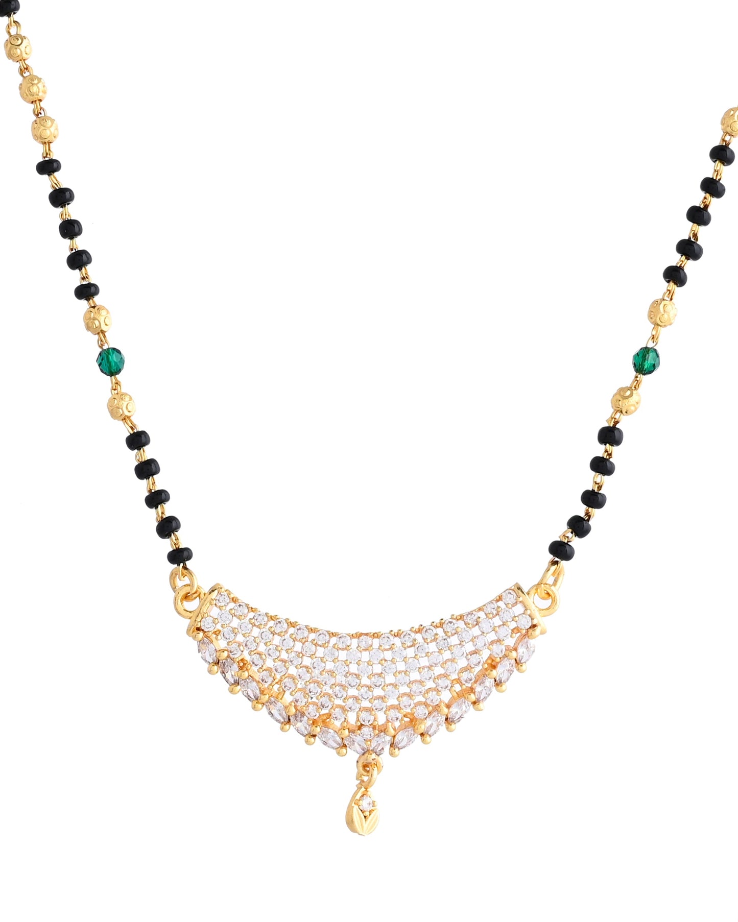 VOJ Gold-Polished AD Stone Studded MangalSutra Set - Swadesiicart