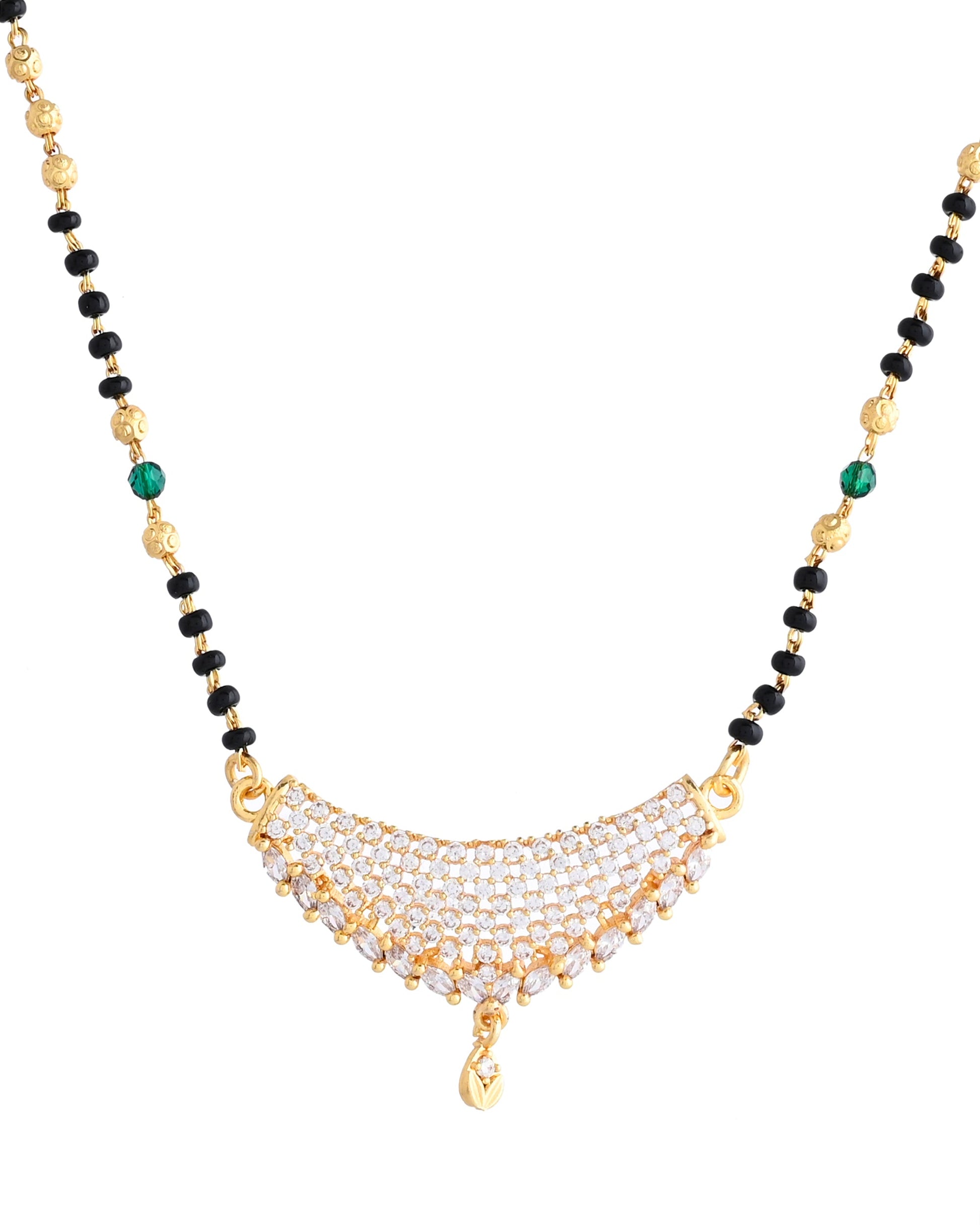 VOJ Gold-Polished AD Stone Studded MangalSutra Set - Swadesiicart