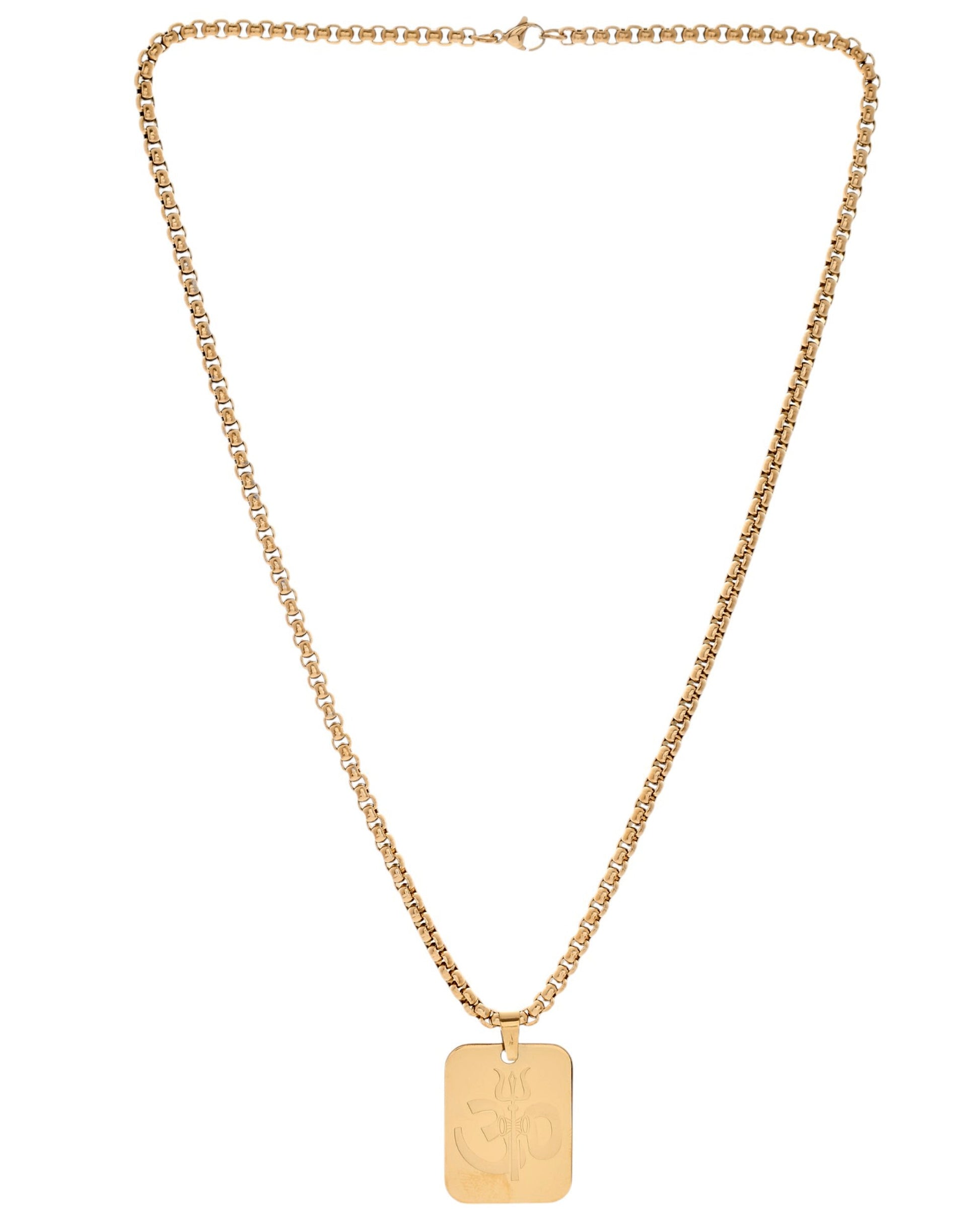 VOJ Gold Toned Men Chain With OM Pandent | Swadesiicart