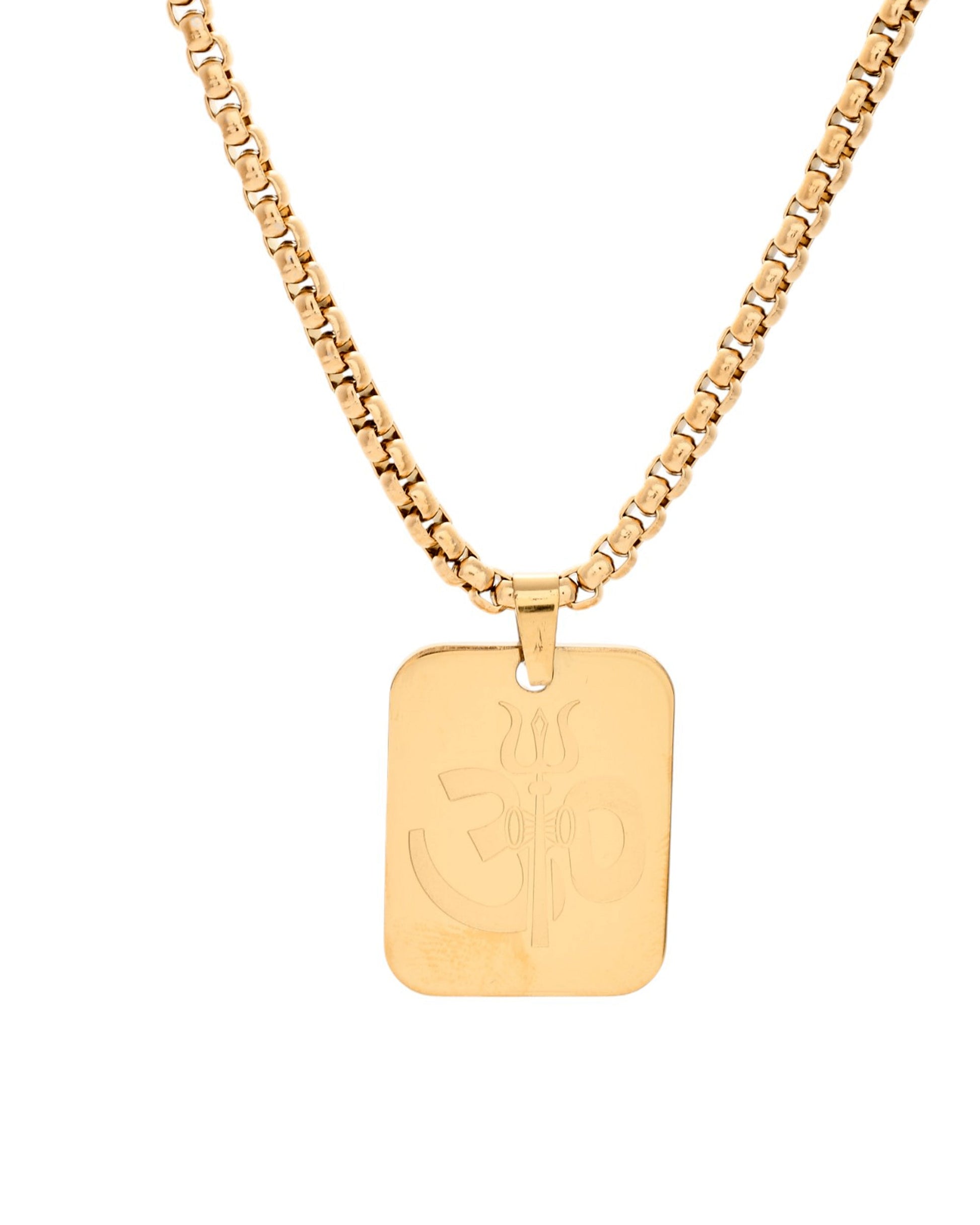VOJ Gold Toned Men Chain With OM Pandent | Swadesiicart