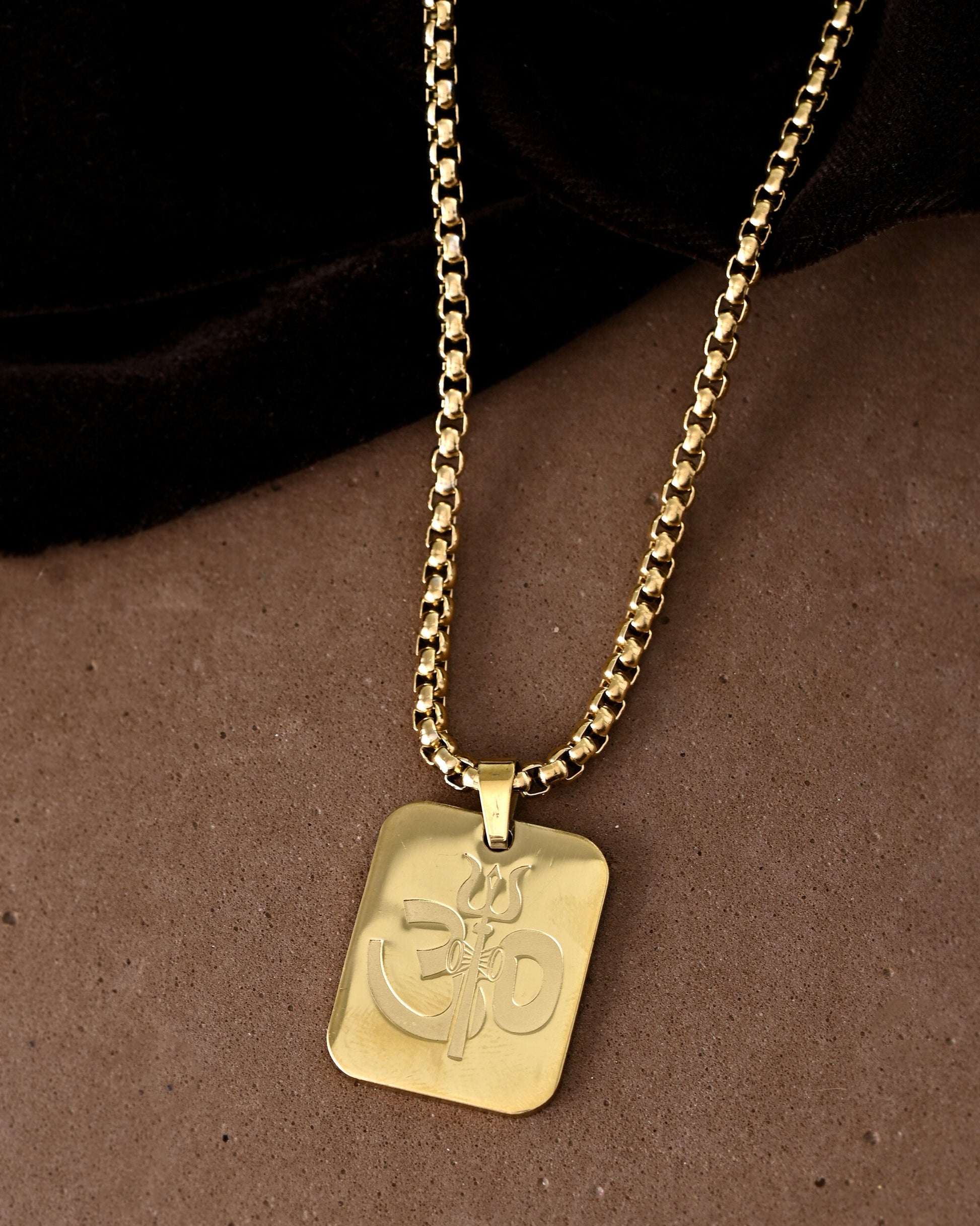 VOJ Gold Toned Men Chain With OM Pandent | Swadesiicart