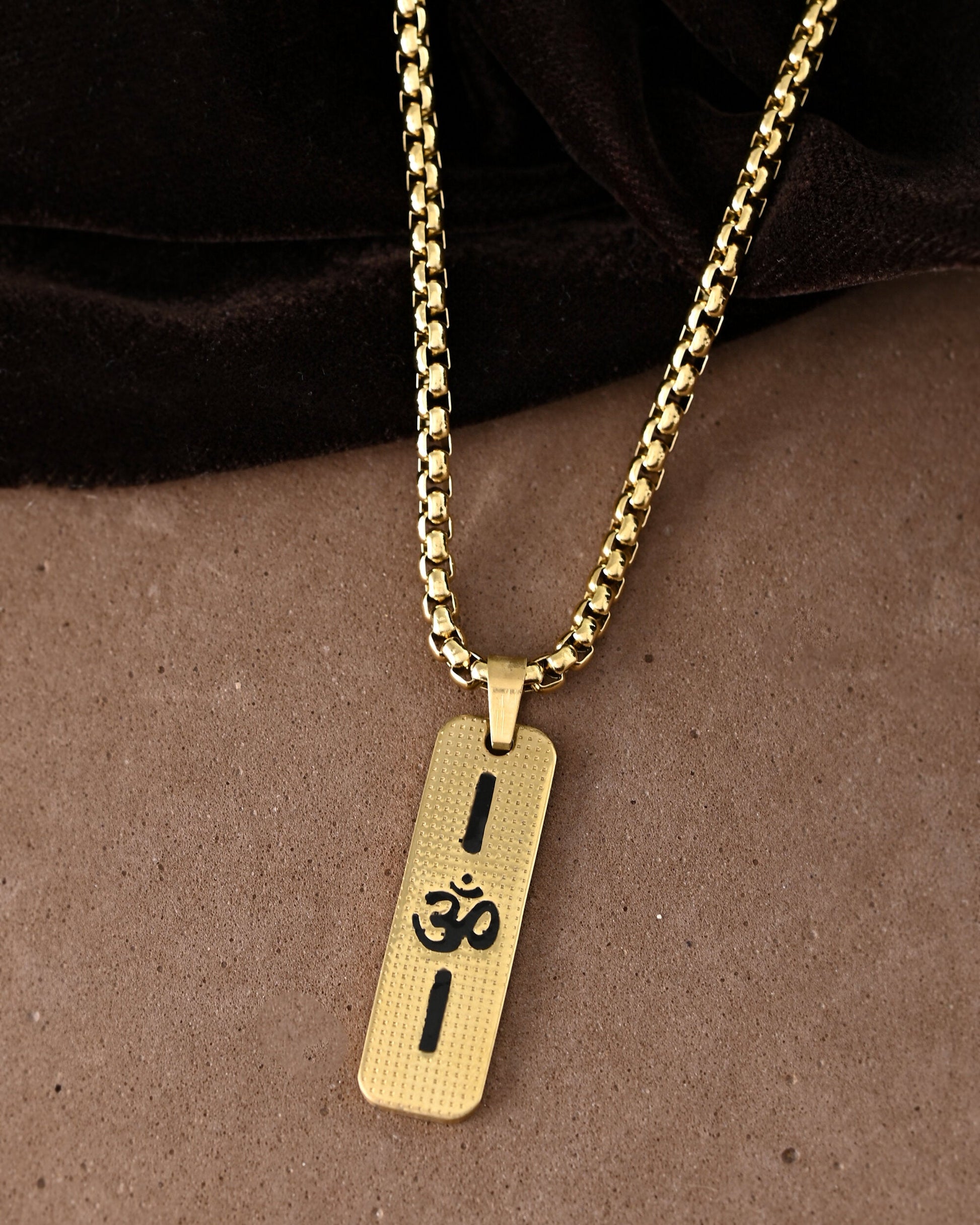 VOJ Men's Gold-Polished Chain With Pandent | Swadesiicart