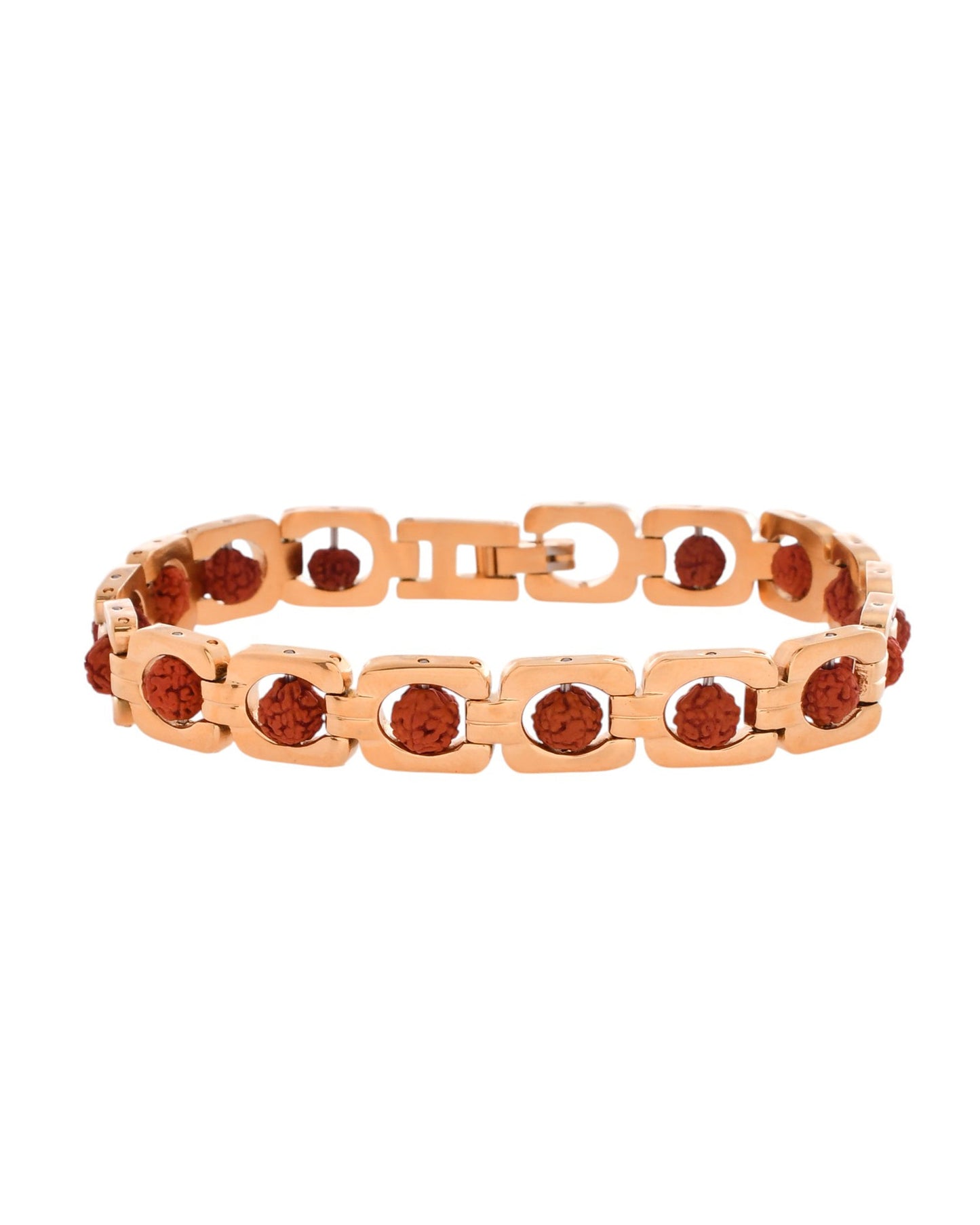 VOJ Men's Gold Toned Rudraksha Bracelet - Swadesiicart