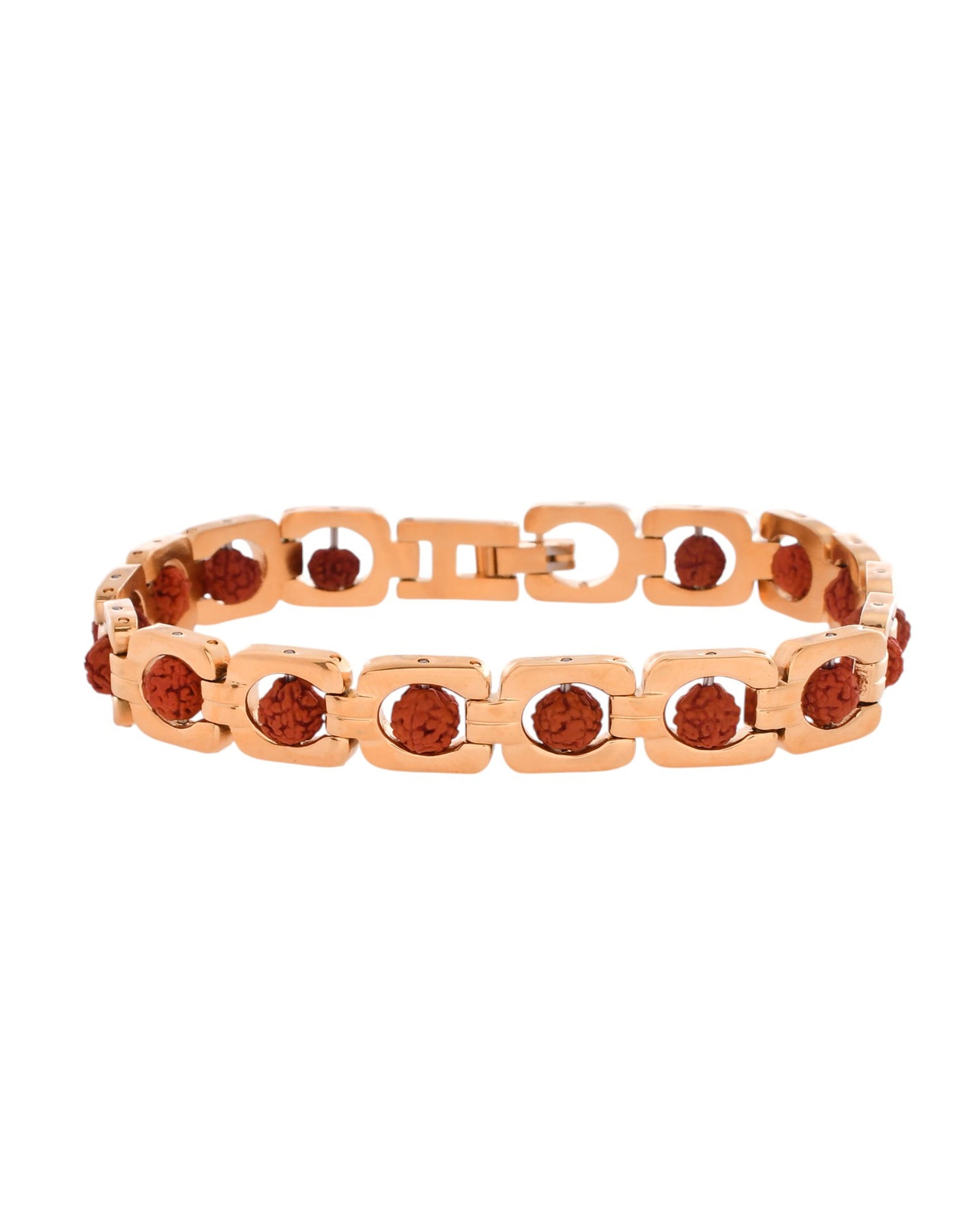 VOJ Men's Gold Toned Rudraksha Bracelet - Swadesiicart