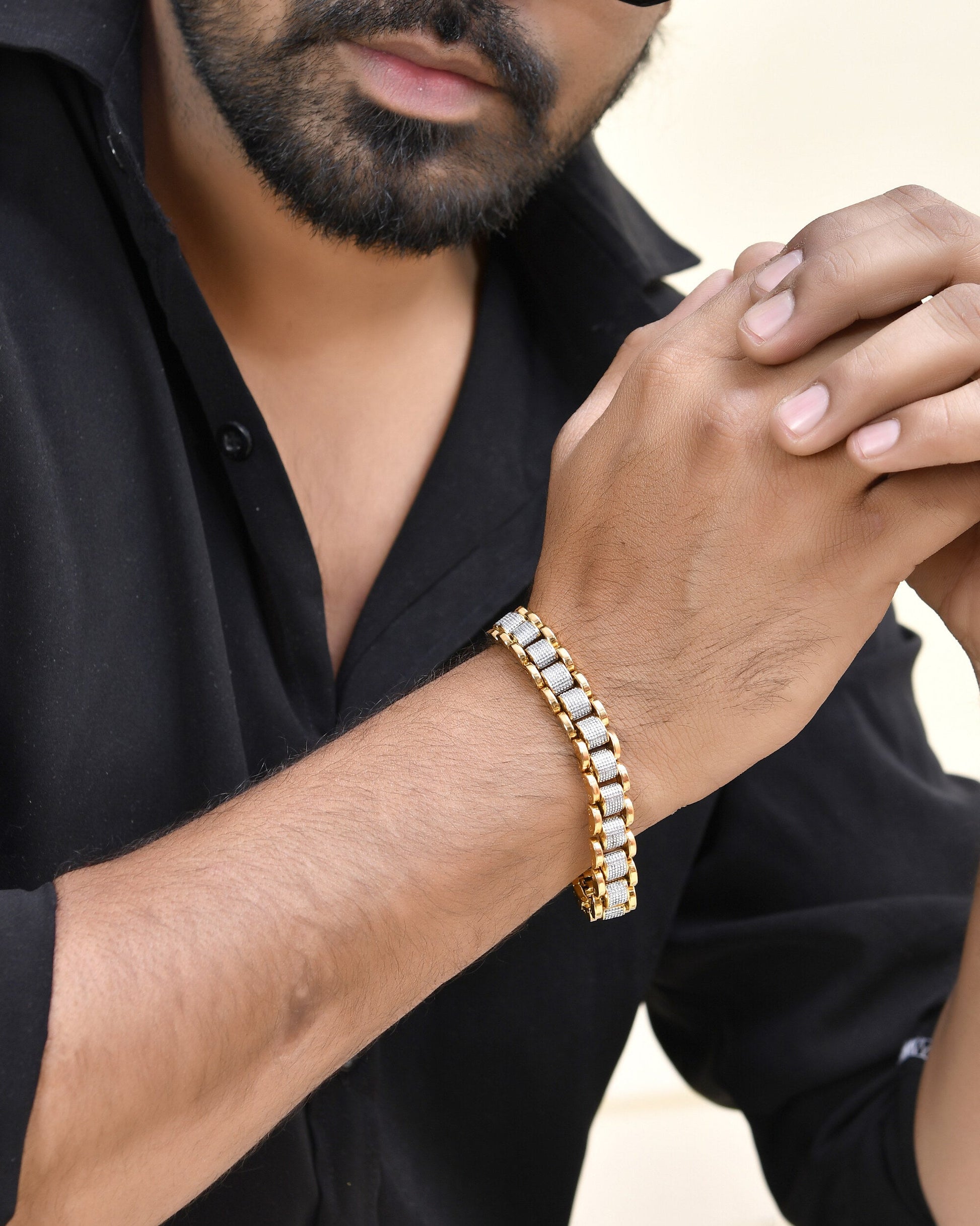 VOJ Men's Dual Toned Designer Bracelet - Swadesiicart