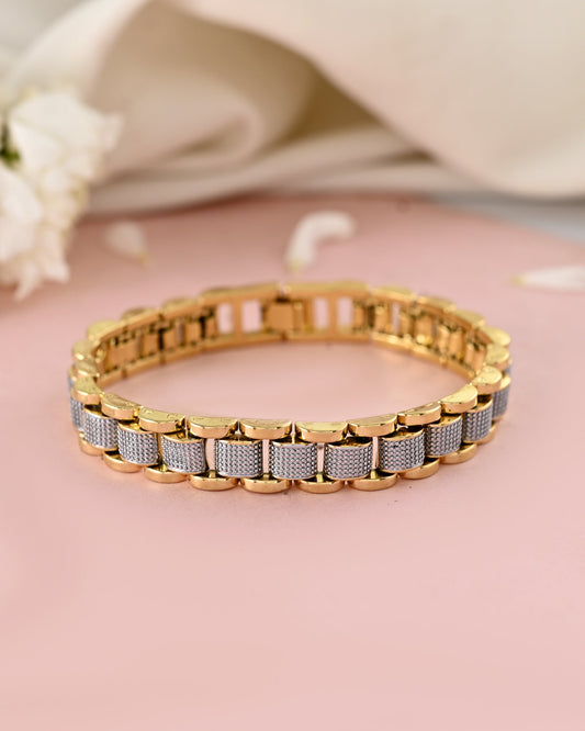 VOJ Men's Dual Toned Designer Bracelet - Swadesiicart