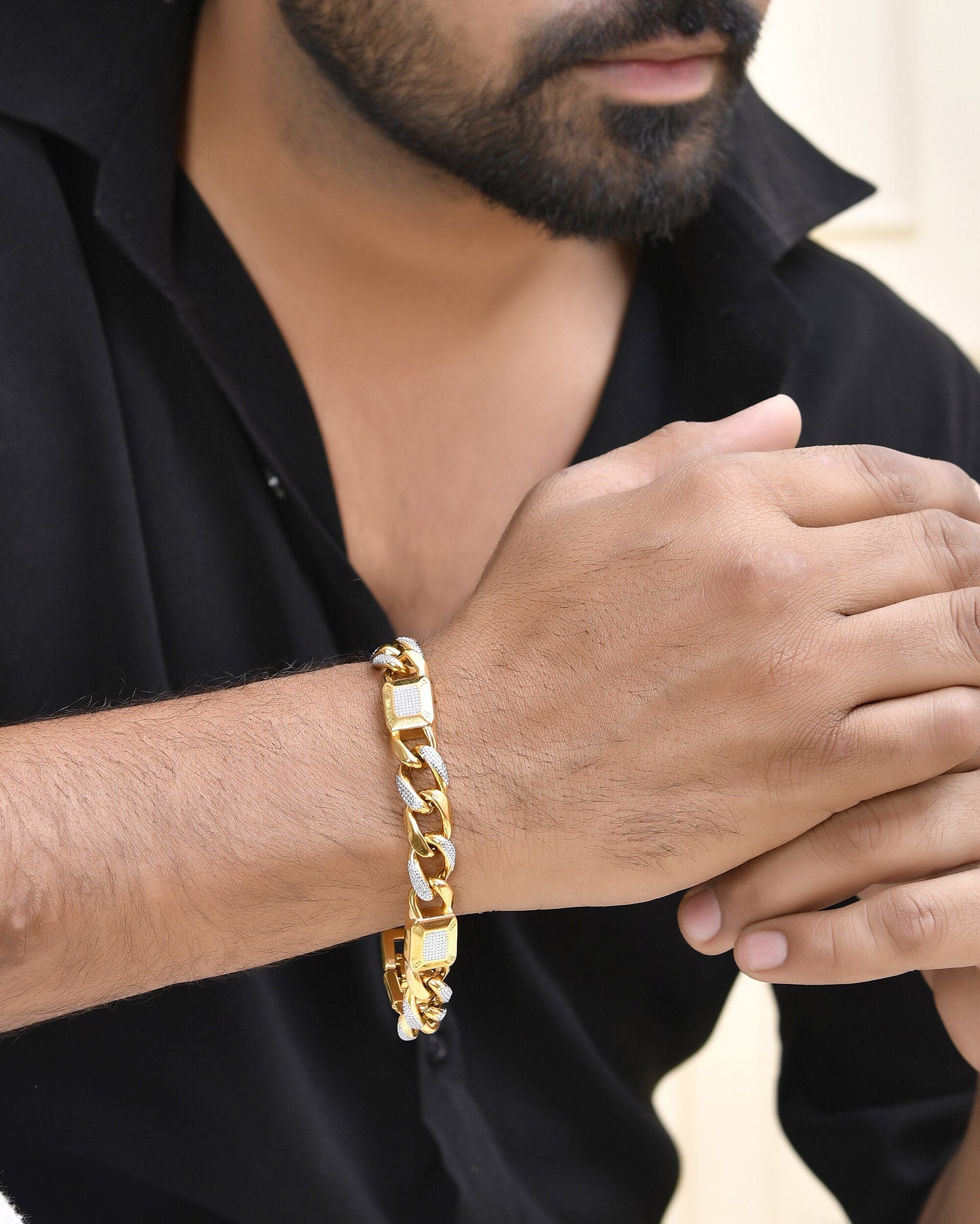 VOJ Dual Toned Men's Elgent Stylish Bracelet - Swadesiicart